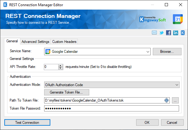 SSIS REST Google Calendar Connection Manager